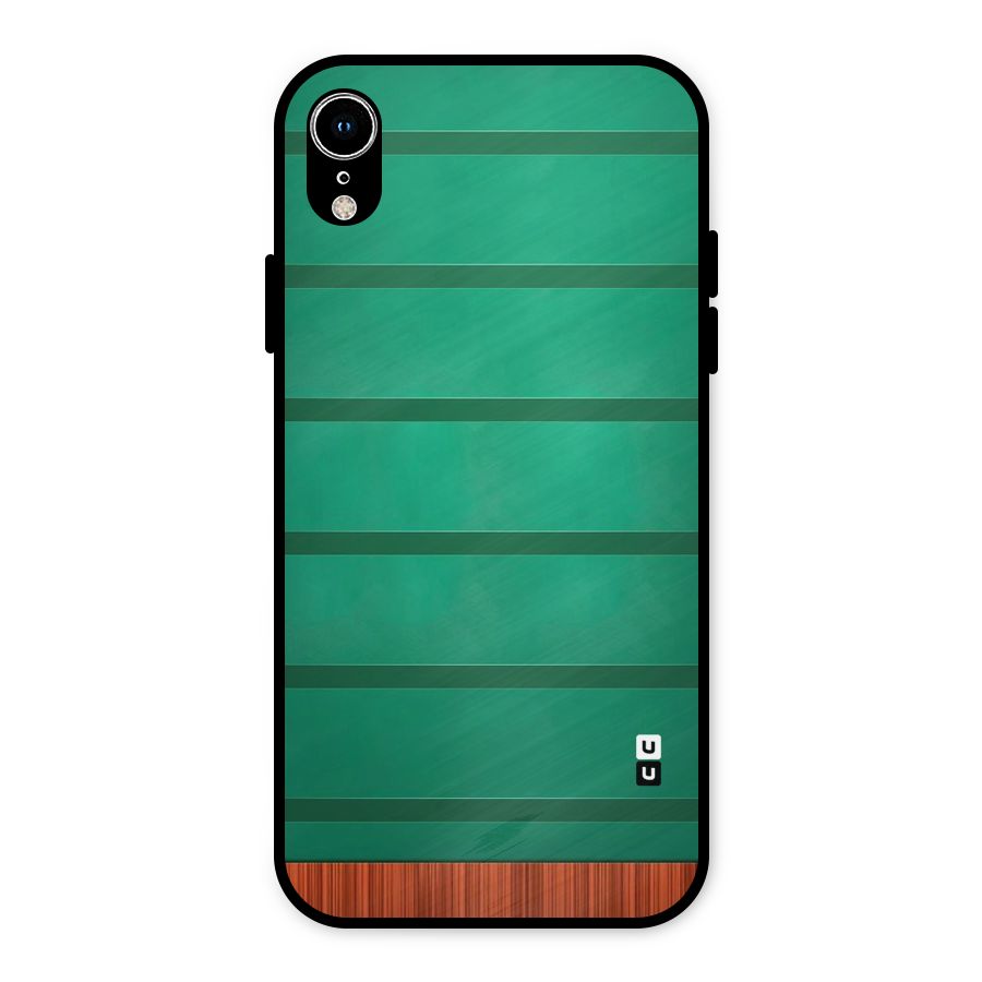Green Wood Stripes Metal Back Case for iPhone XR