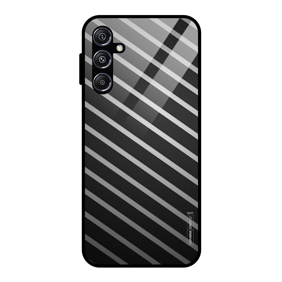Grey And Black Stripes Glass Back Case for Galaxy M34 5G