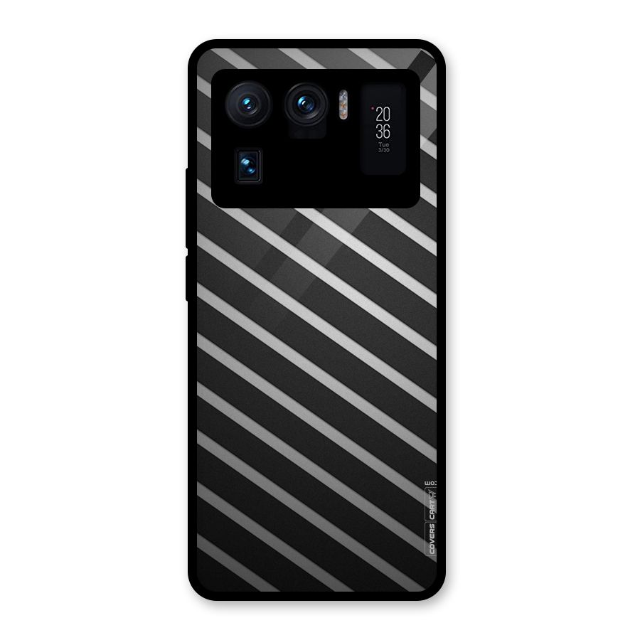 Grey And Black Stripes Glass Back Case for Mi 11 Ultra