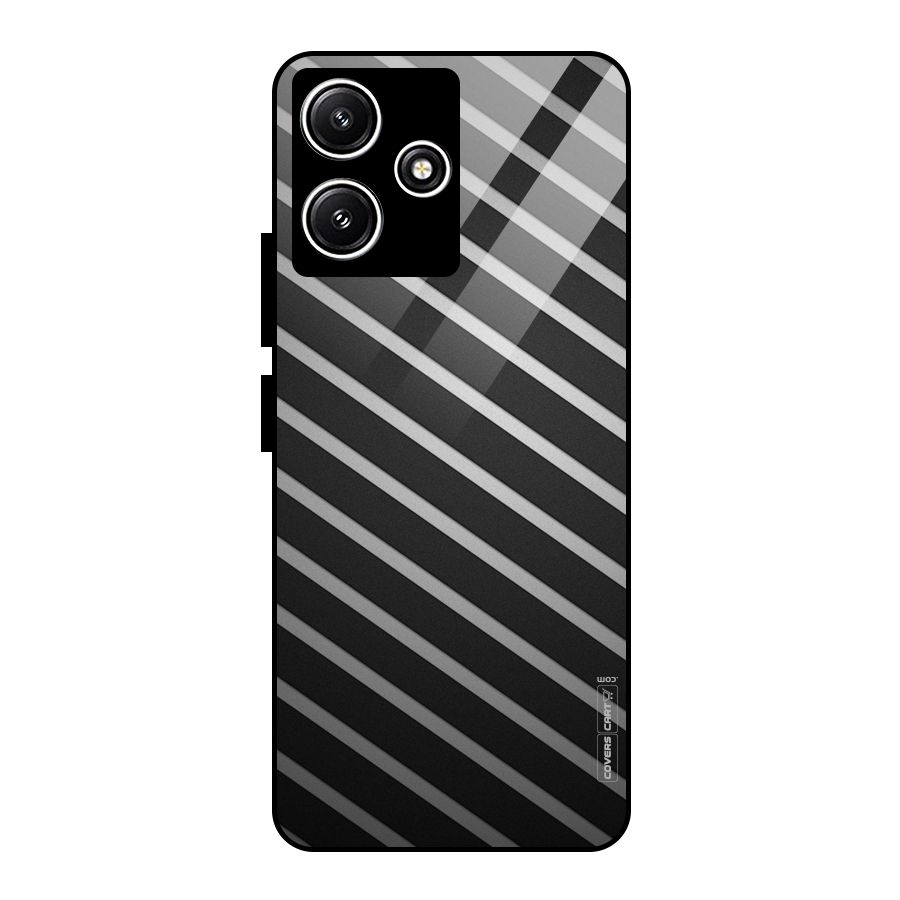 Grey And Black Stripes Glass Back Case for Poco M6 Pro
