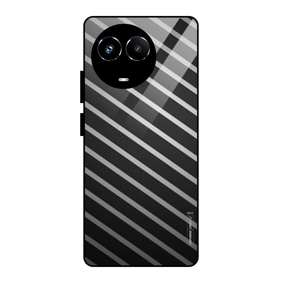 Grey And Black Stripes Glass Back Case for Realme 11X