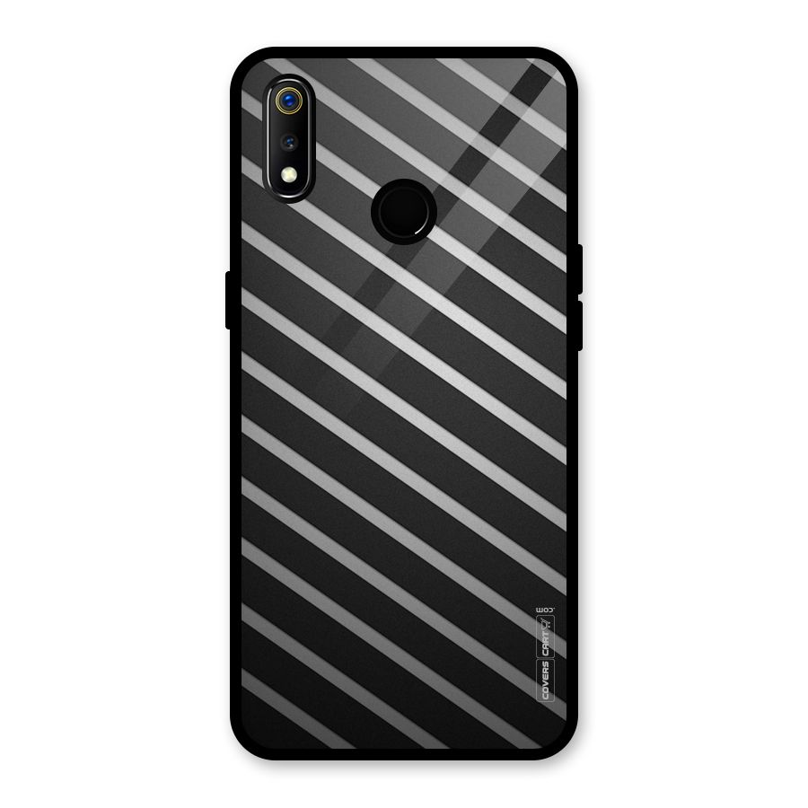 Grey And Black Stripes Glass Back Case for Realme 3i