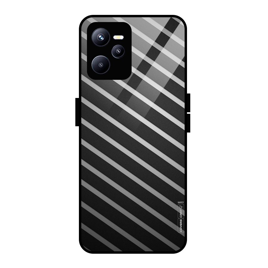 Grey And Black Stripes Glass Back Case for Realme C35