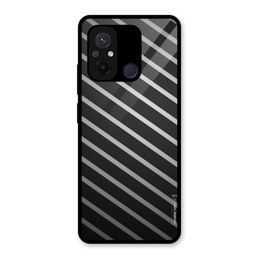 Grey And Black Stripes Glass Back Case for Redmi 12C
