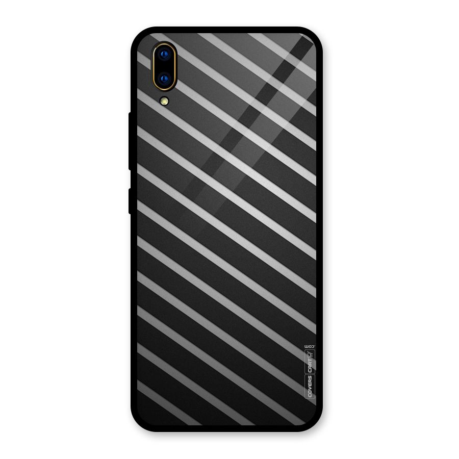 Grey And Black Stripes Glass Back Case for Vivo V11 Pro