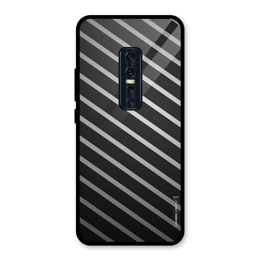 Grey And Black Stripes Glass Back Case for Vivo V17 Pro