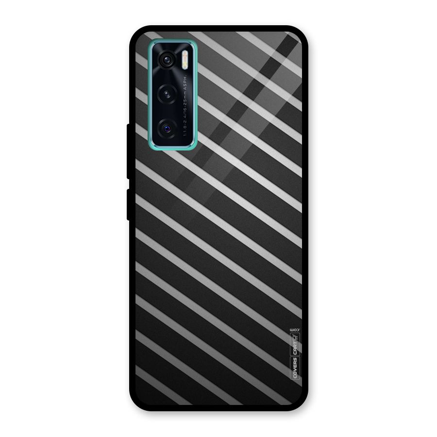 Grey And Black Stripes Glass Back Case for Vivo V20 SE
