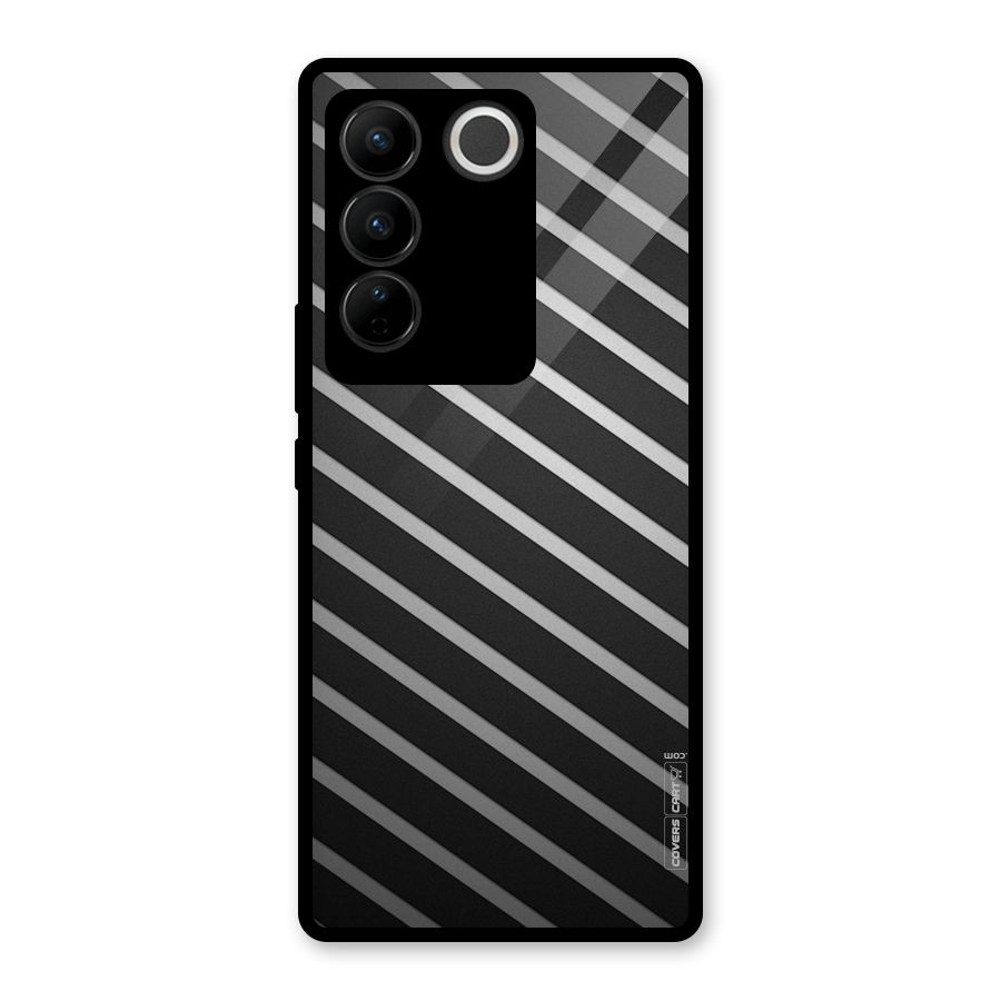Grey And Black Stripes Glass Back Case for Vivo V27