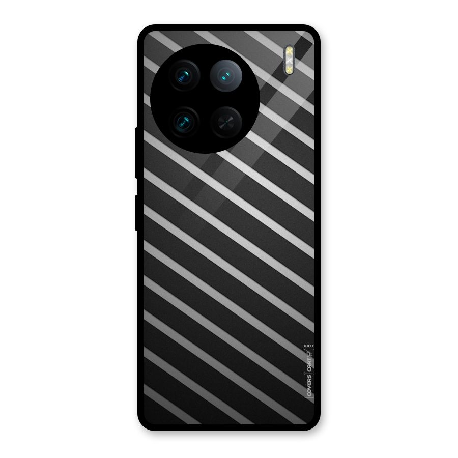 Grey And Black Stripes Glass Back Case for Vivo X90 Pro