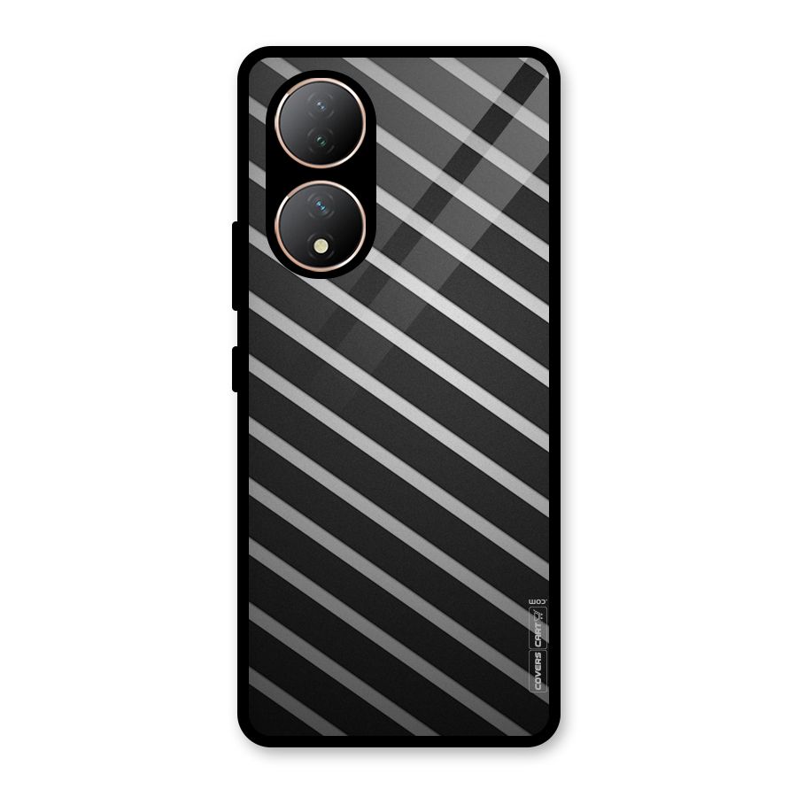 Grey And Black Stripes Glass Back Case for Vivo Y100A
