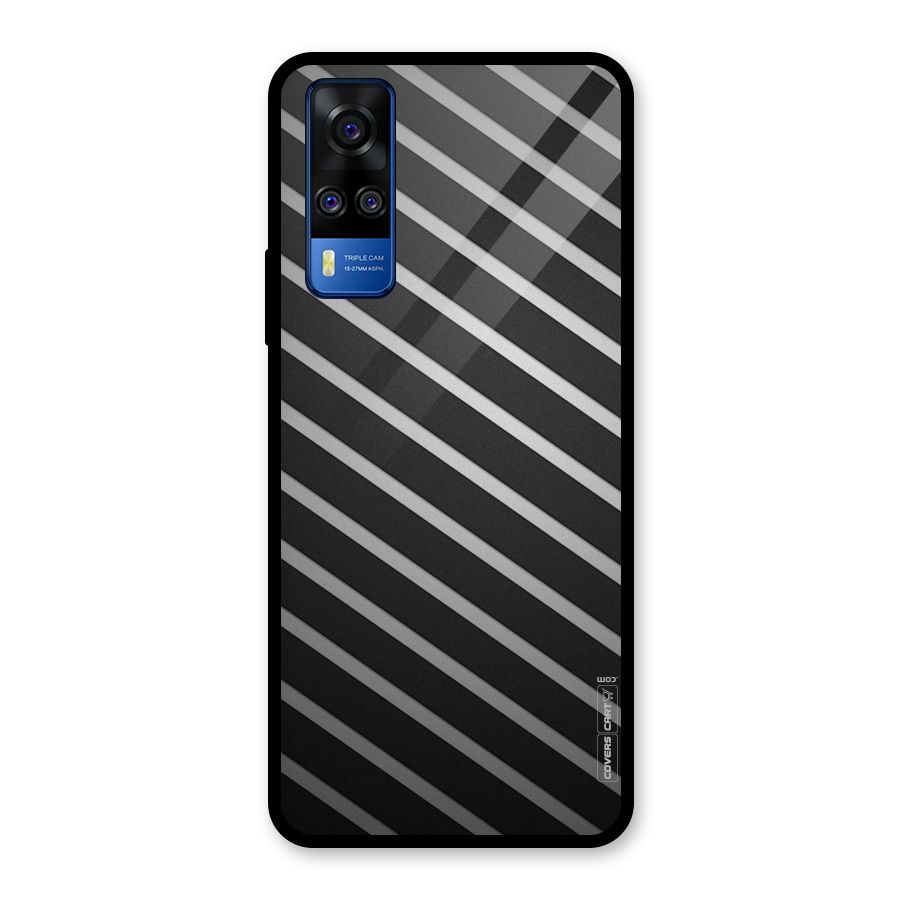 Grey And Black Stripes Glass Back Case for Vivo Y31