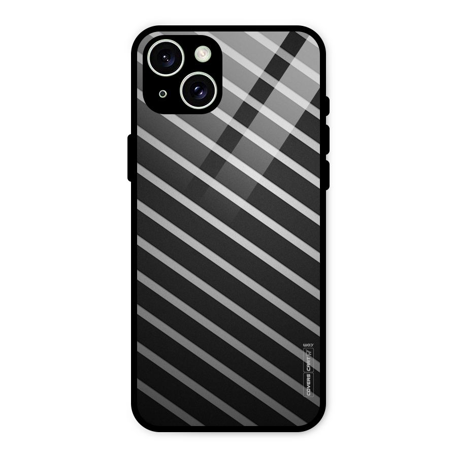 Grey And Black Stripes Glass Back Case for iPhone 15 Plus