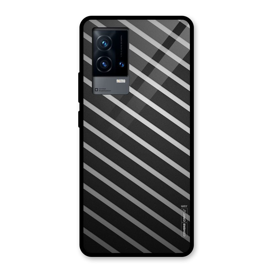 Grey And Black Stripes Glass Back Case for iQOO 9 5G