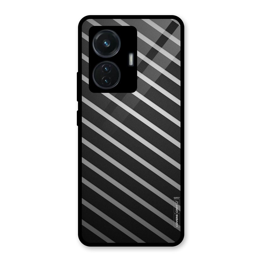 Grey And Black Stripes Glass Back Case for iQOO Z6 44W