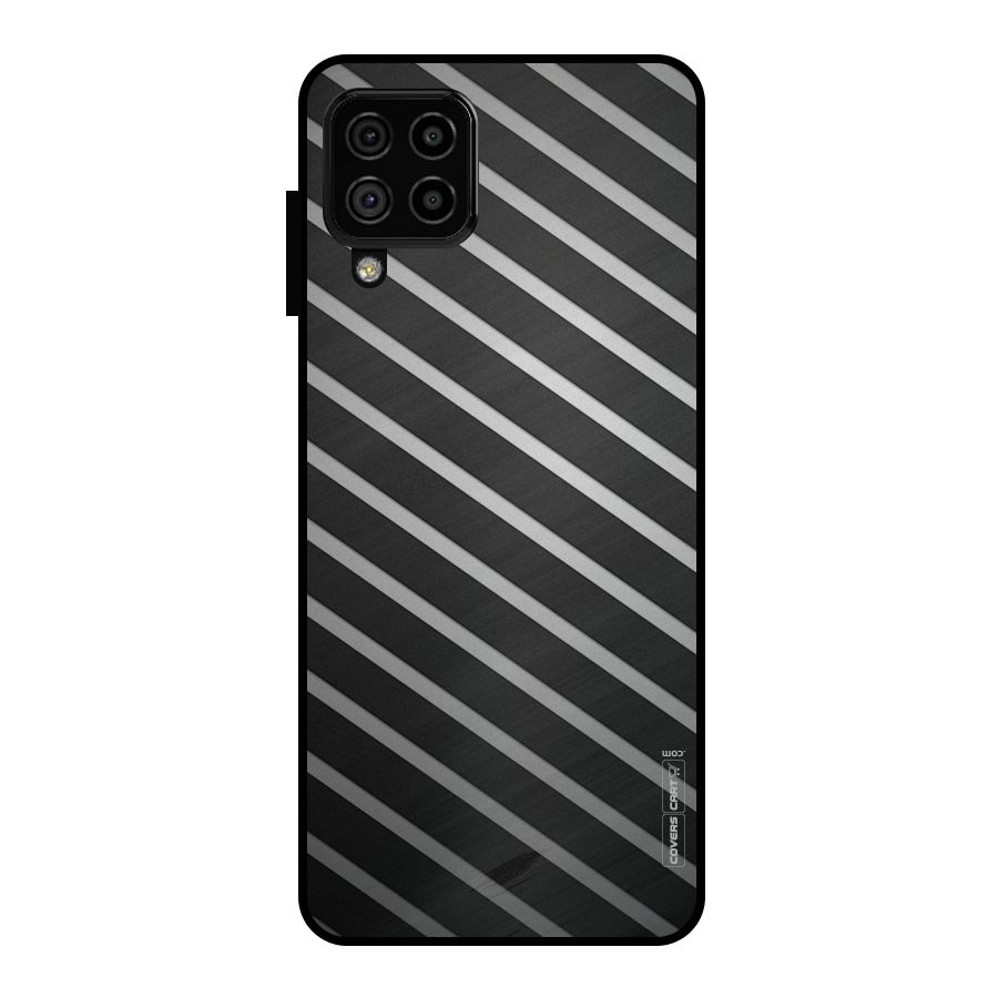 Grey And Black Stripes Metal Back Case for Galaxy A22 4G