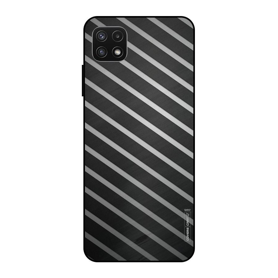 Grey And Black Stripes Metal Back Case for Galaxy A22 5G
