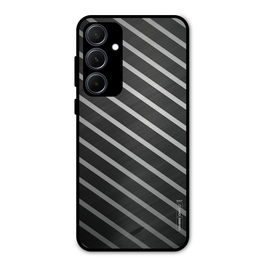Grey And Black Stripes Metal Back Case for Galaxy A35