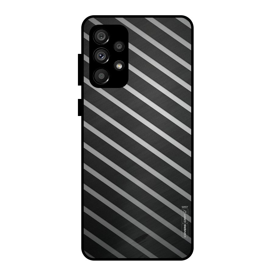 Grey And Black Stripes Metal Back Case for Galaxy A73 5G