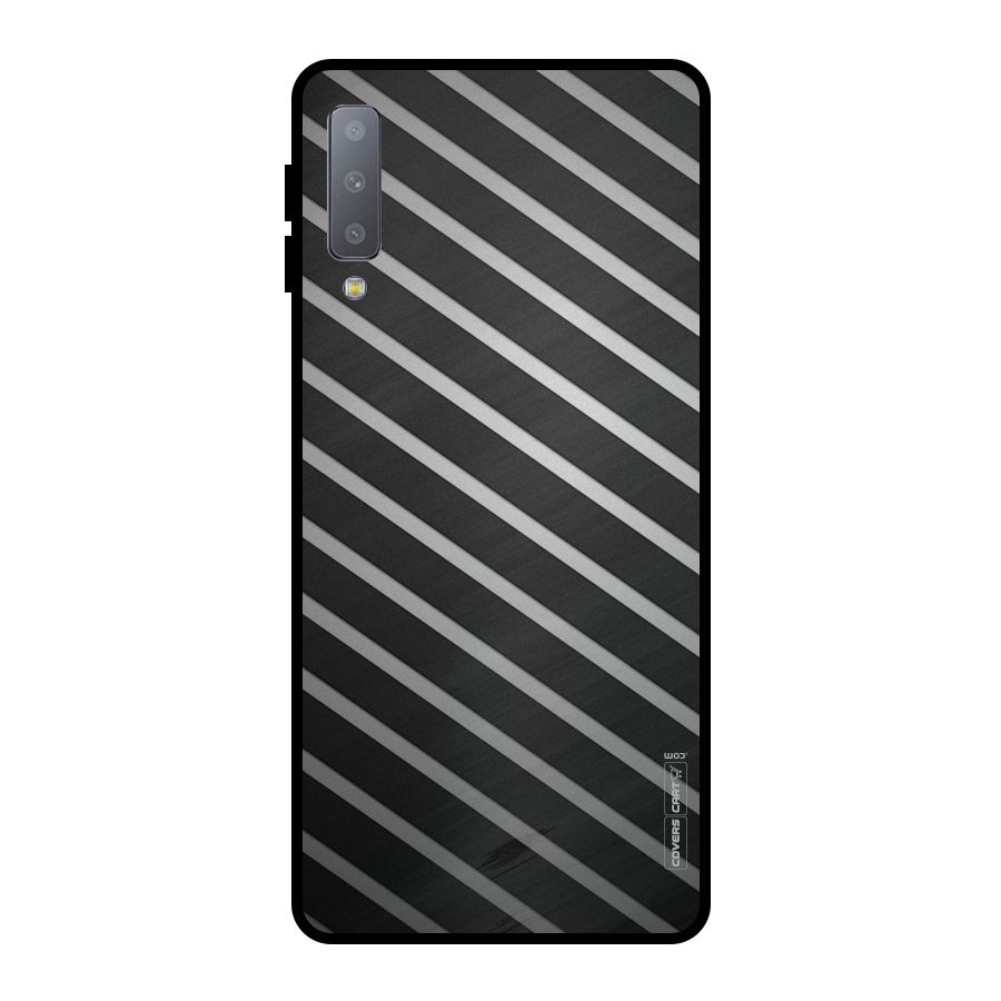 Grey And Black Stripes Metal Back Case for Galaxy A7 (2018)