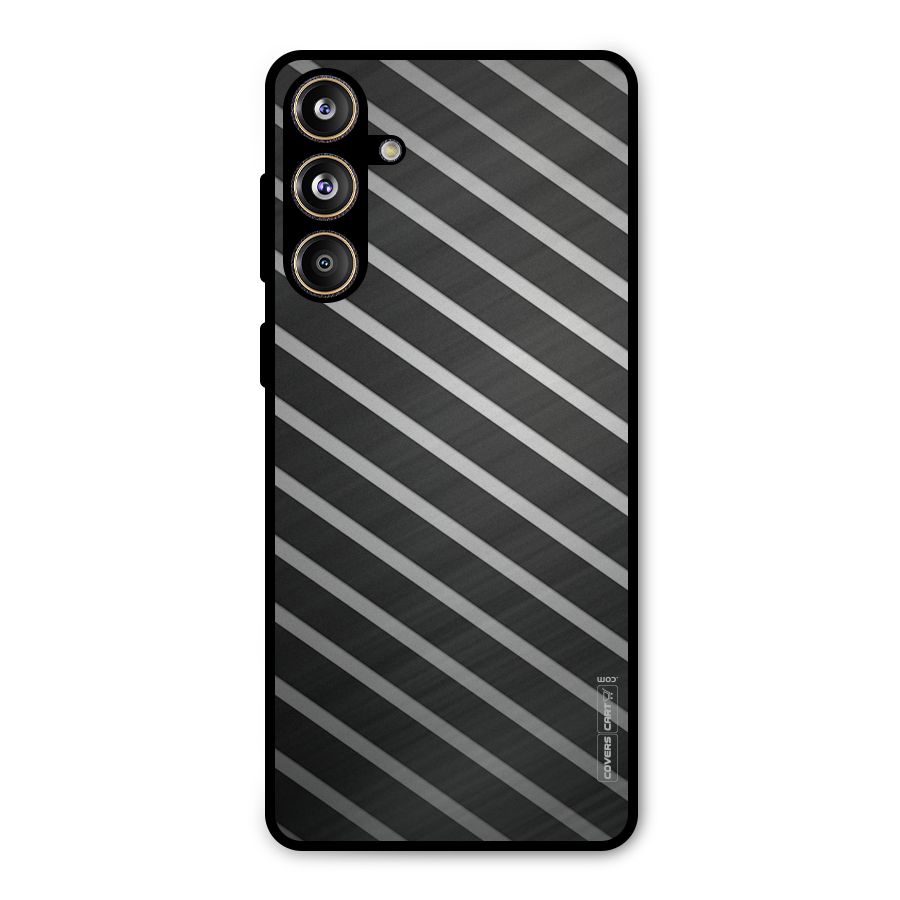 Grey And Black Stripes Metal Back Case for Galaxy F55