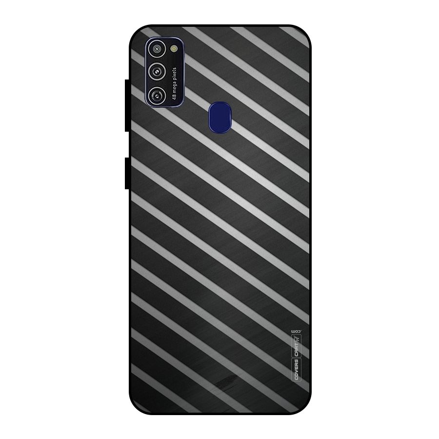 Grey And Black Stripes Metal Back Case for Galaxy M30s