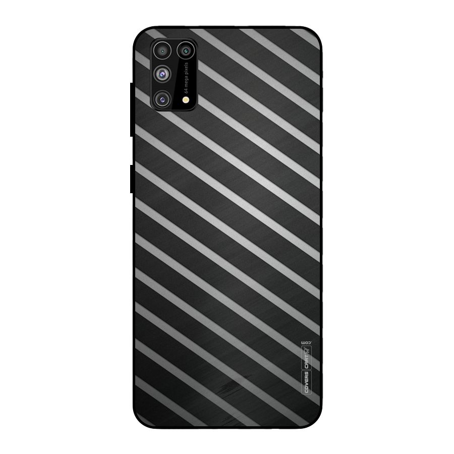 Grey And Black Stripes Metal Back Case for Galaxy M31