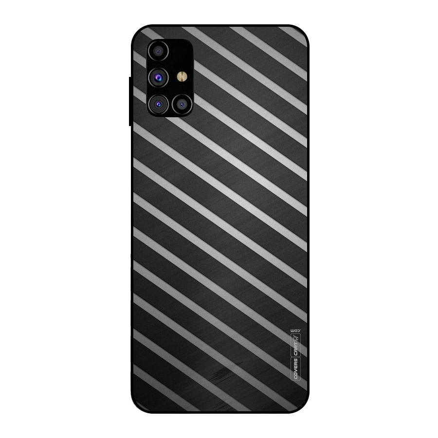 Grey And Black Stripes Metal Back Case for Galaxy M31s