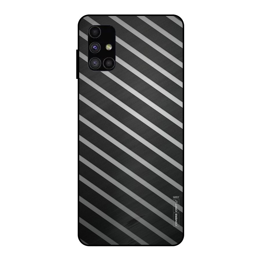 Grey And Black Stripes Metal Back Case for Galaxy M51