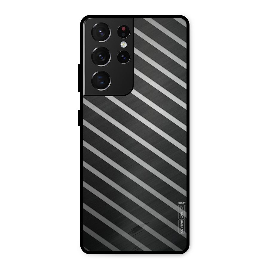 Grey And Black Stripes Metal Back Case for Galaxy S21 Ultra 5G