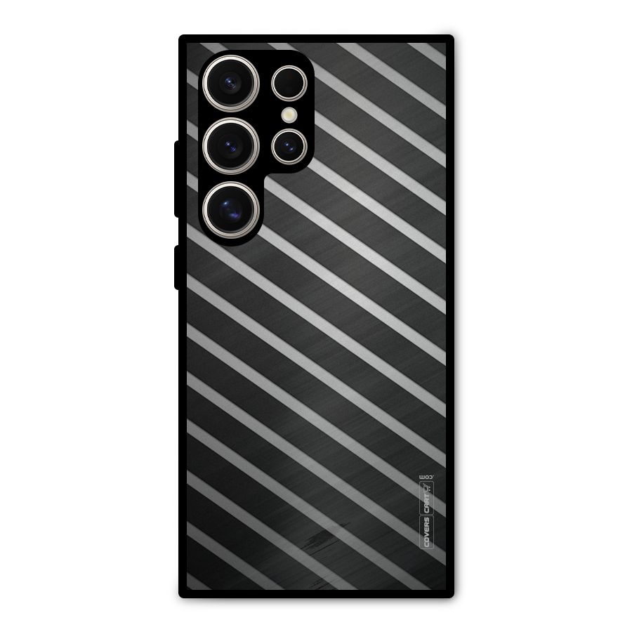 Grey And Black Stripes Metal Back Case for Galaxy S24 Ultra