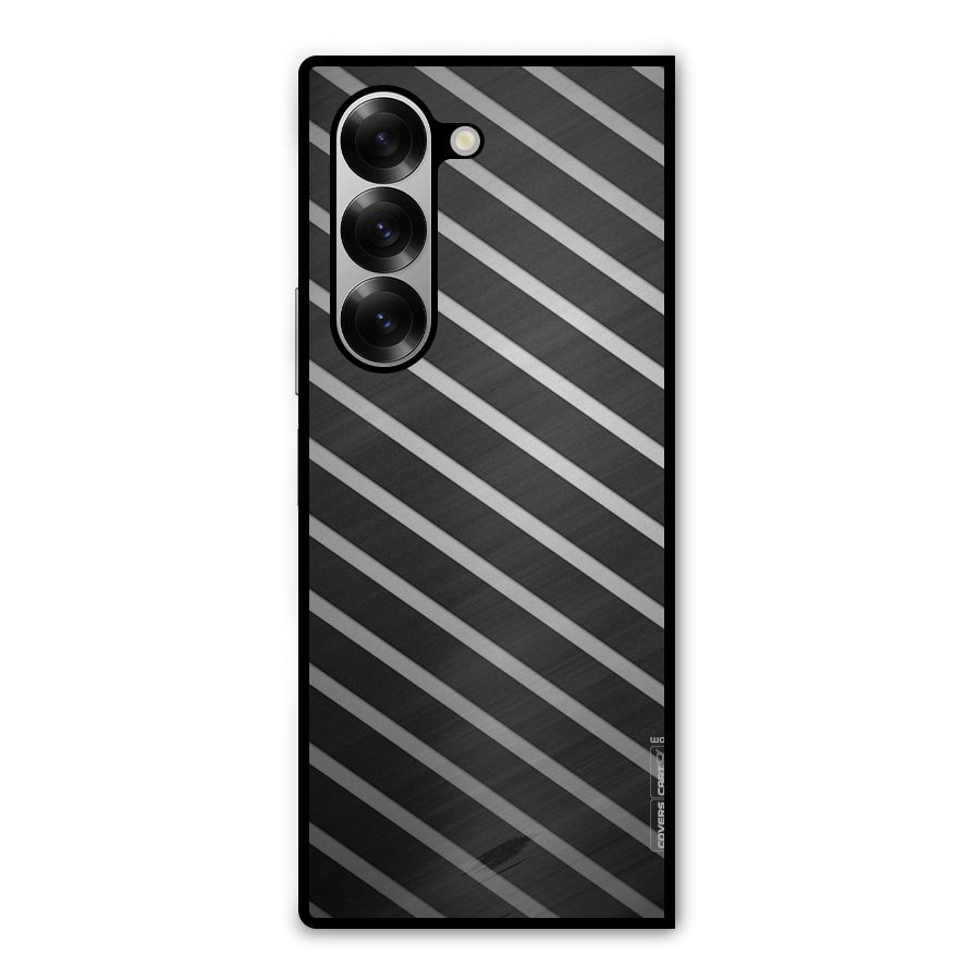 Grey And Black Stripes Metal Back Case for Galaxy Z Fold6