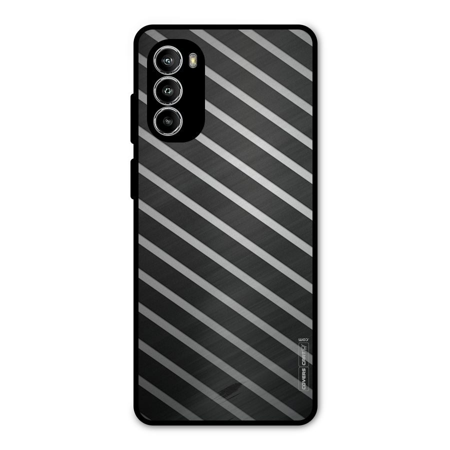 Grey And Black Stripes Metal Back Case for Moto G52