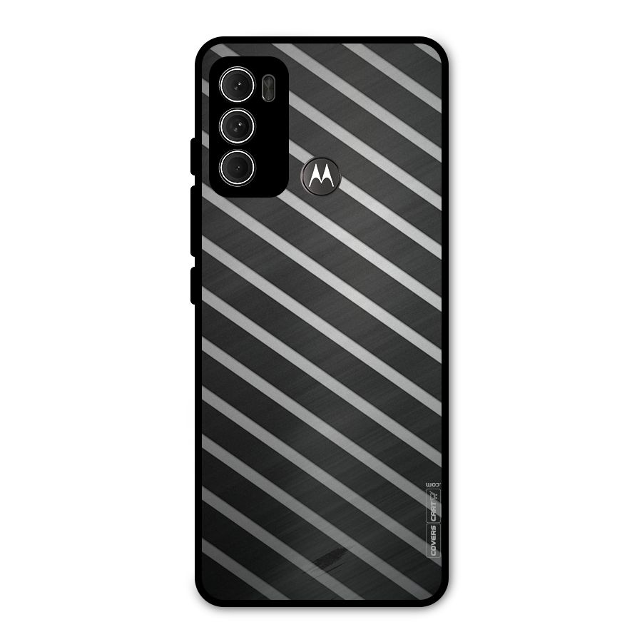Grey And Black Stripes Metal Back Case for Moto G60