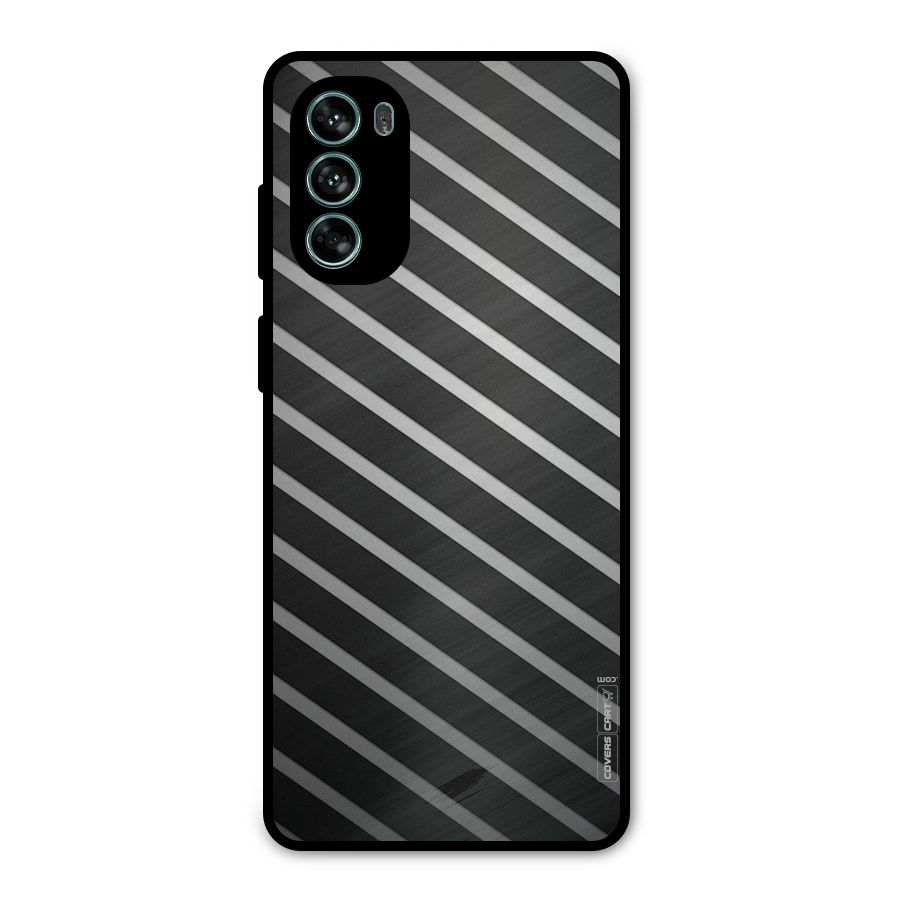 Grey And Black Stripes Metal Back Case for Moto G62