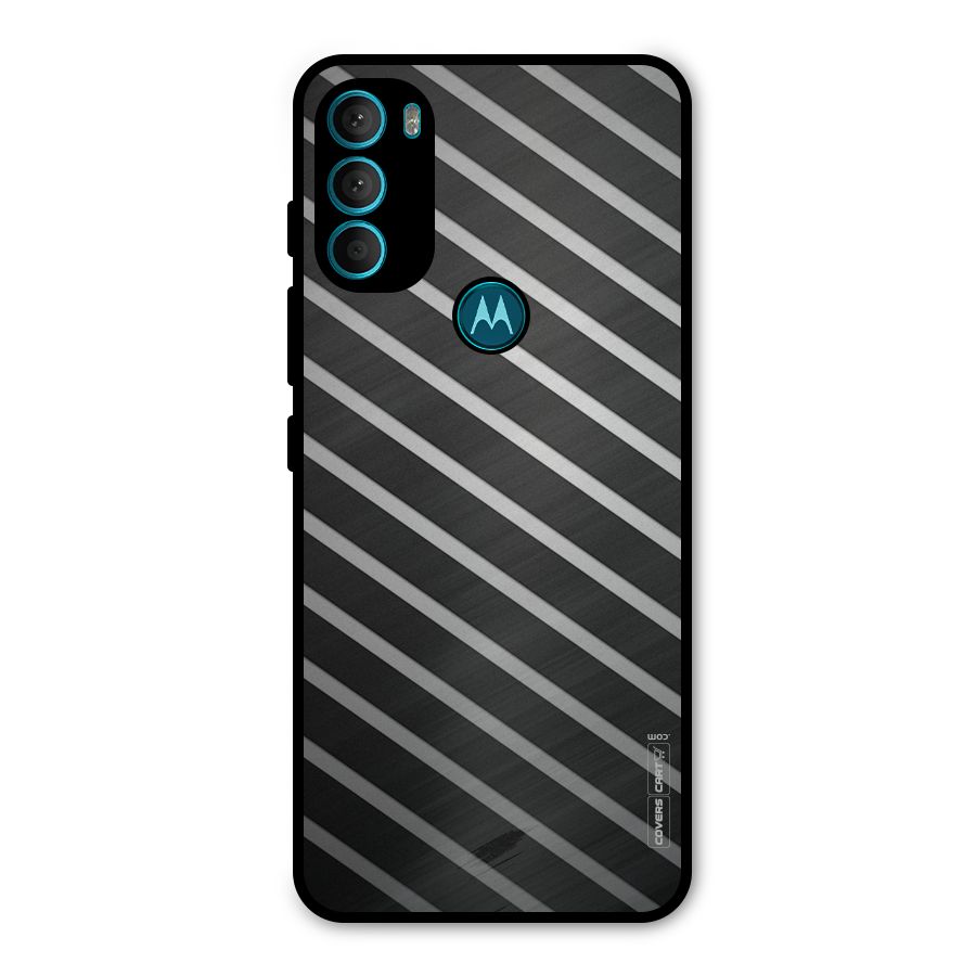 Grey And Black Stripes Metal Back Case for Moto G71 5G