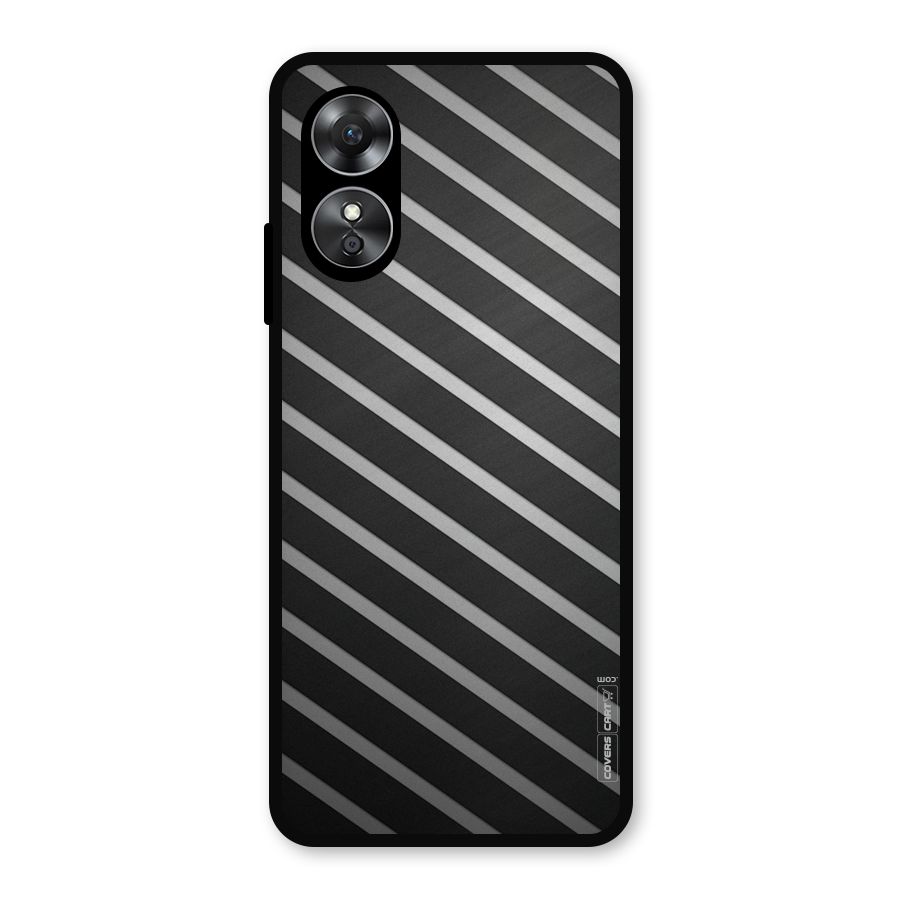 Grey And Black Stripes Metal Back Case for Oppo A17
