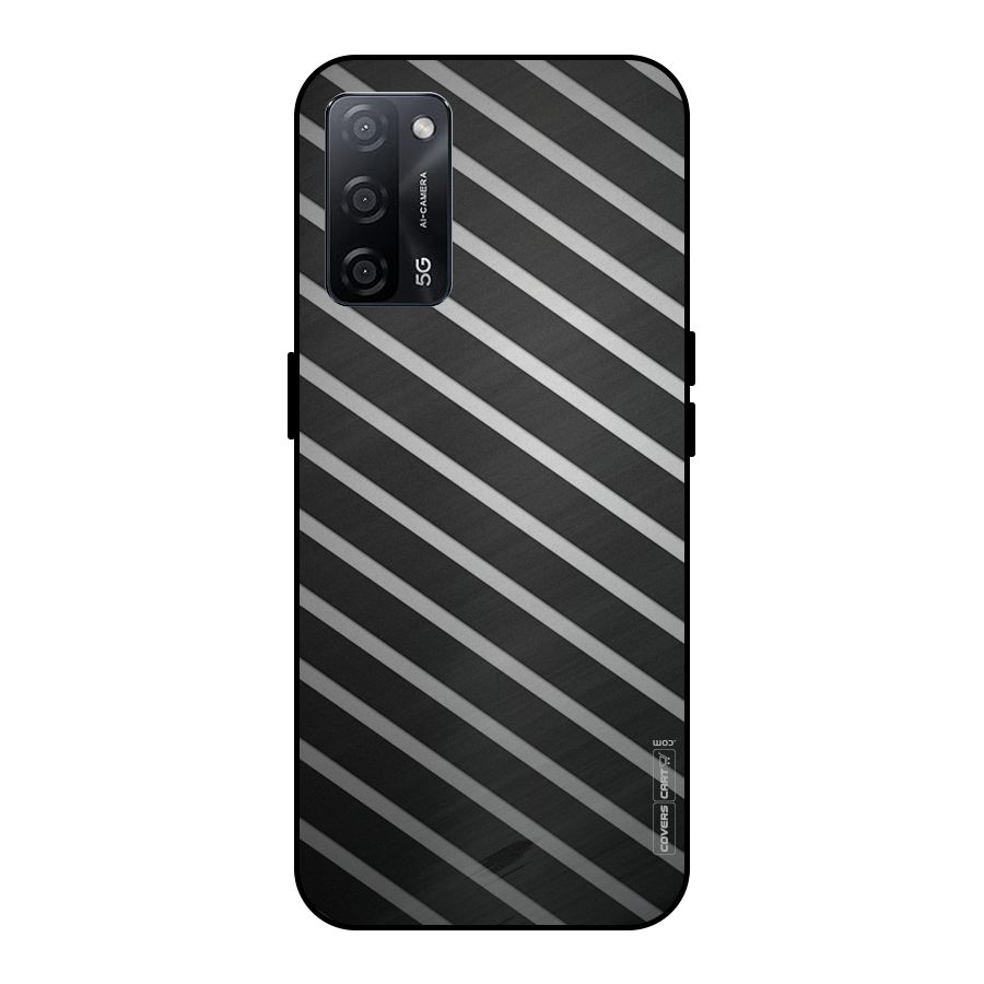 Grey And Black Stripes Metal Back Case for Oppo A53s 5G