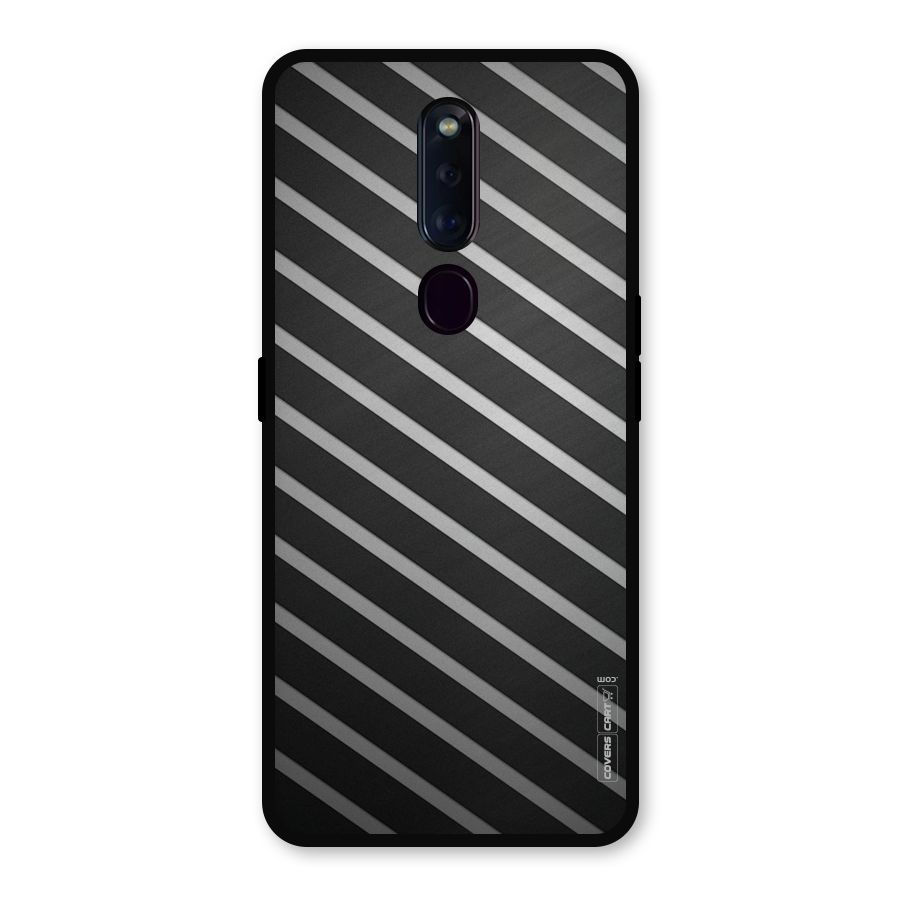 Grey And Black Stripes Metal Back Case for Oppo F11 Pro