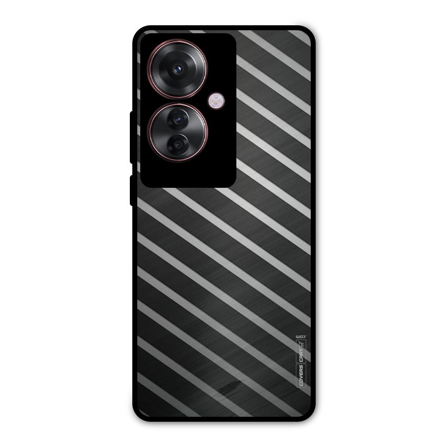Grey And Black Stripes Metal Back Case for Oppo F25 Pro