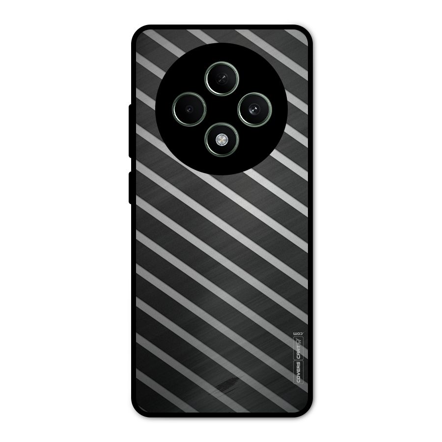 Grey And Black Stripes Metal Back Case for Oppo F27