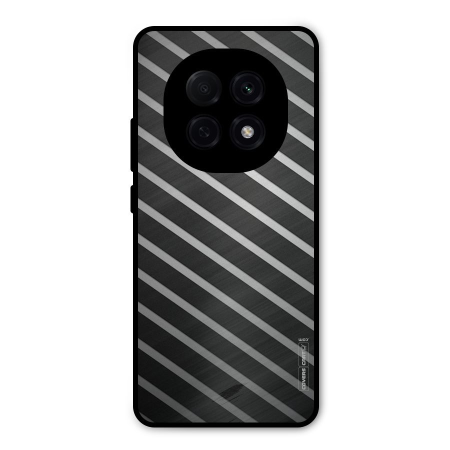 Grey And Black Stripes Metal Back Case for Oppo F29 Pro