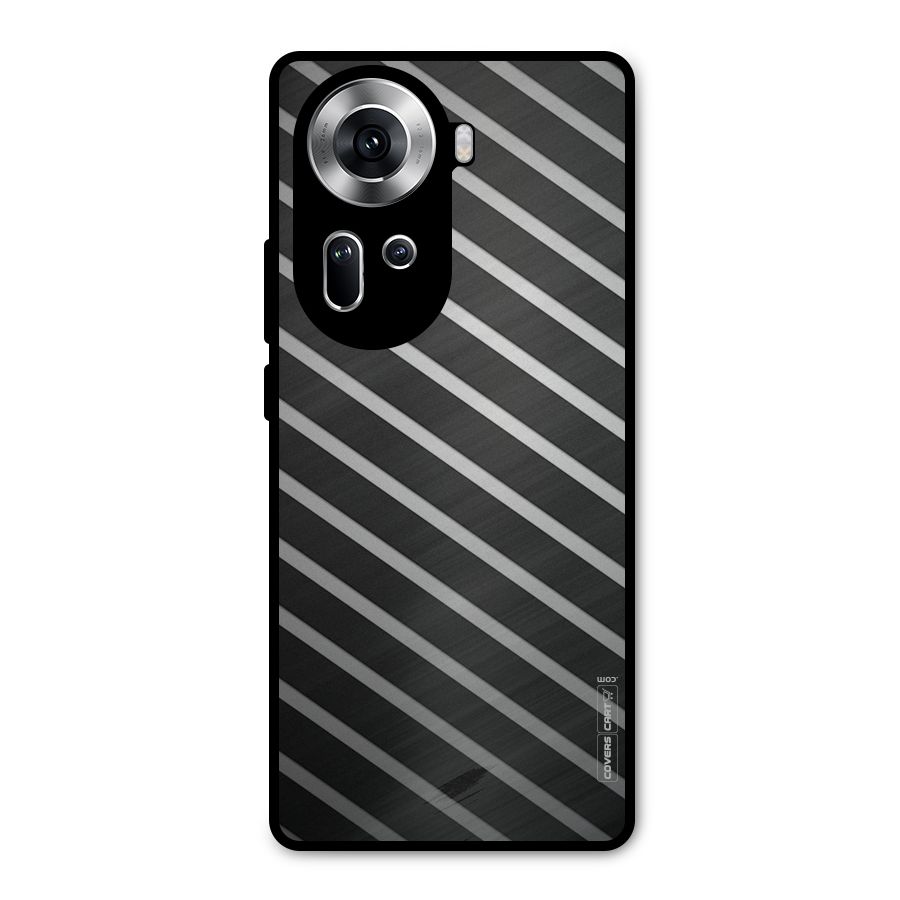 Grey And Black Stripes Metal Back Case for Oppo Reno11 5G