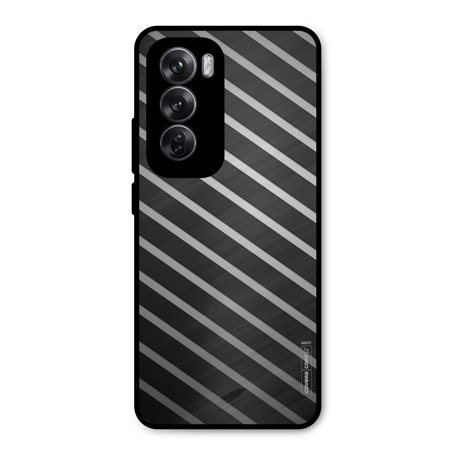 Grey And Black Stripes Metal Back Case for Oppo Reno12 Pro