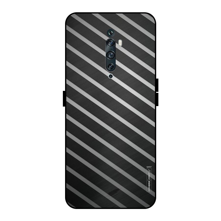 Grey And Black Stripes Metal Back Case for Oppo Reno2 Z