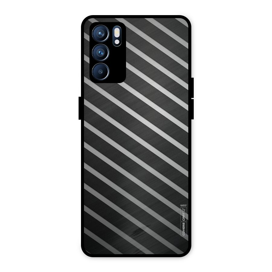 Grey And Black Stripes Metal Back Case for Oppo Reno6 5G