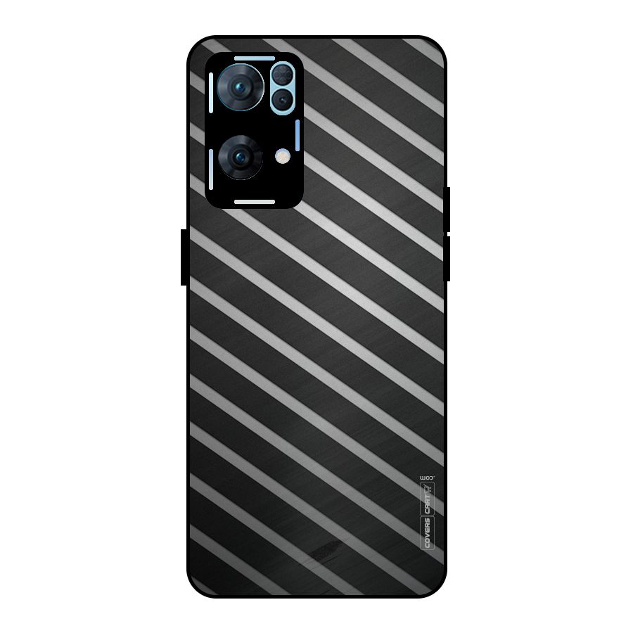 Grey And Black Stripes Metal Back Case for Oppo Reno7 Pro 5G