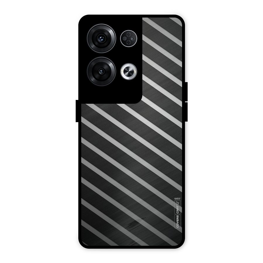 Grey And Black Stripes Metal Back Case for Oppo Reno8 Pro 5G