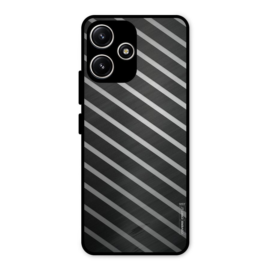Grey And Black Stripes Metal Back Case for Poco M6 Pro