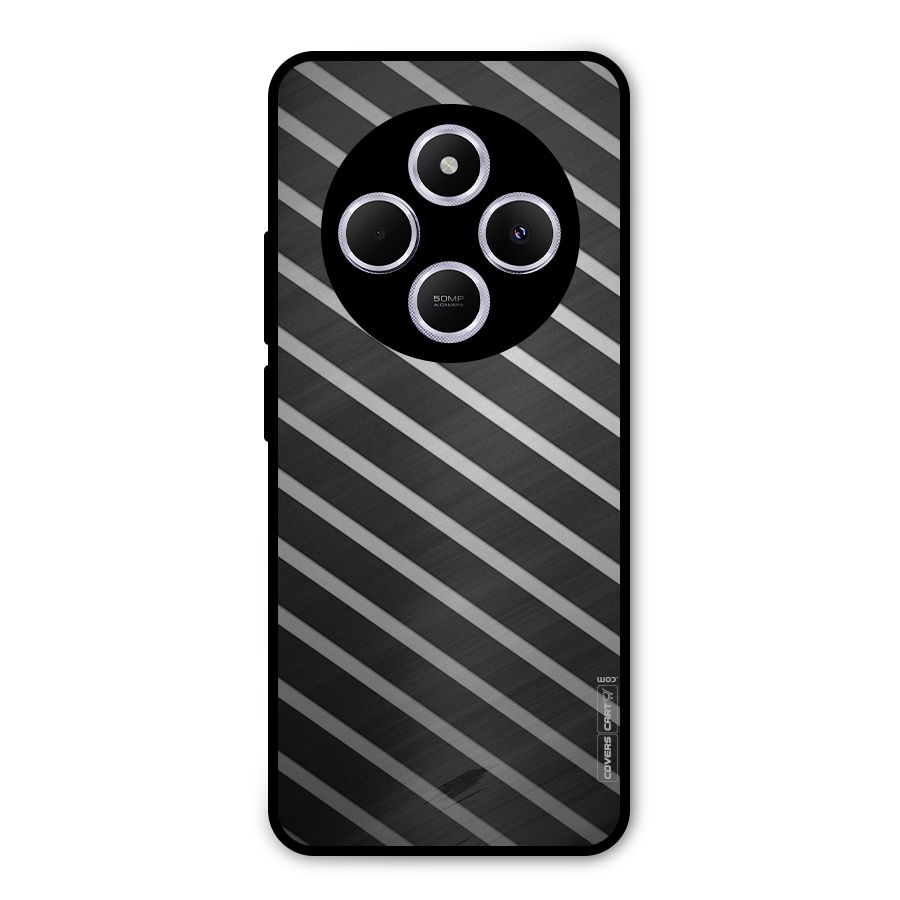 Grey And Black Stripes Metal Back Case for Poco M7