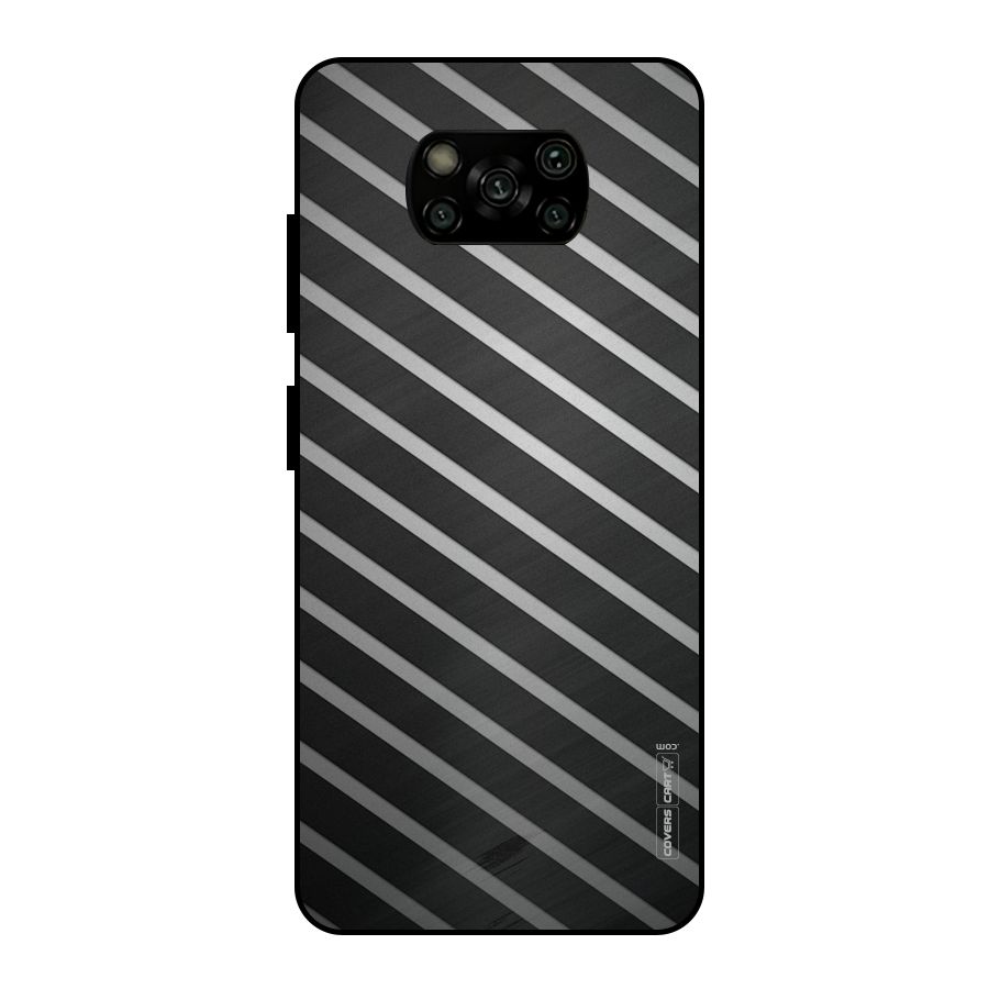Grey And Black Stripes Metal Back Case for Poco X3